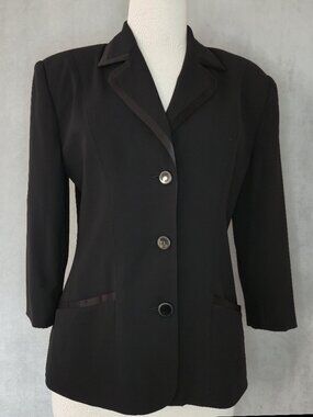 Vintage Jacob 3/4 Sleeve Blazer | Satin Trim Detail | Size 10